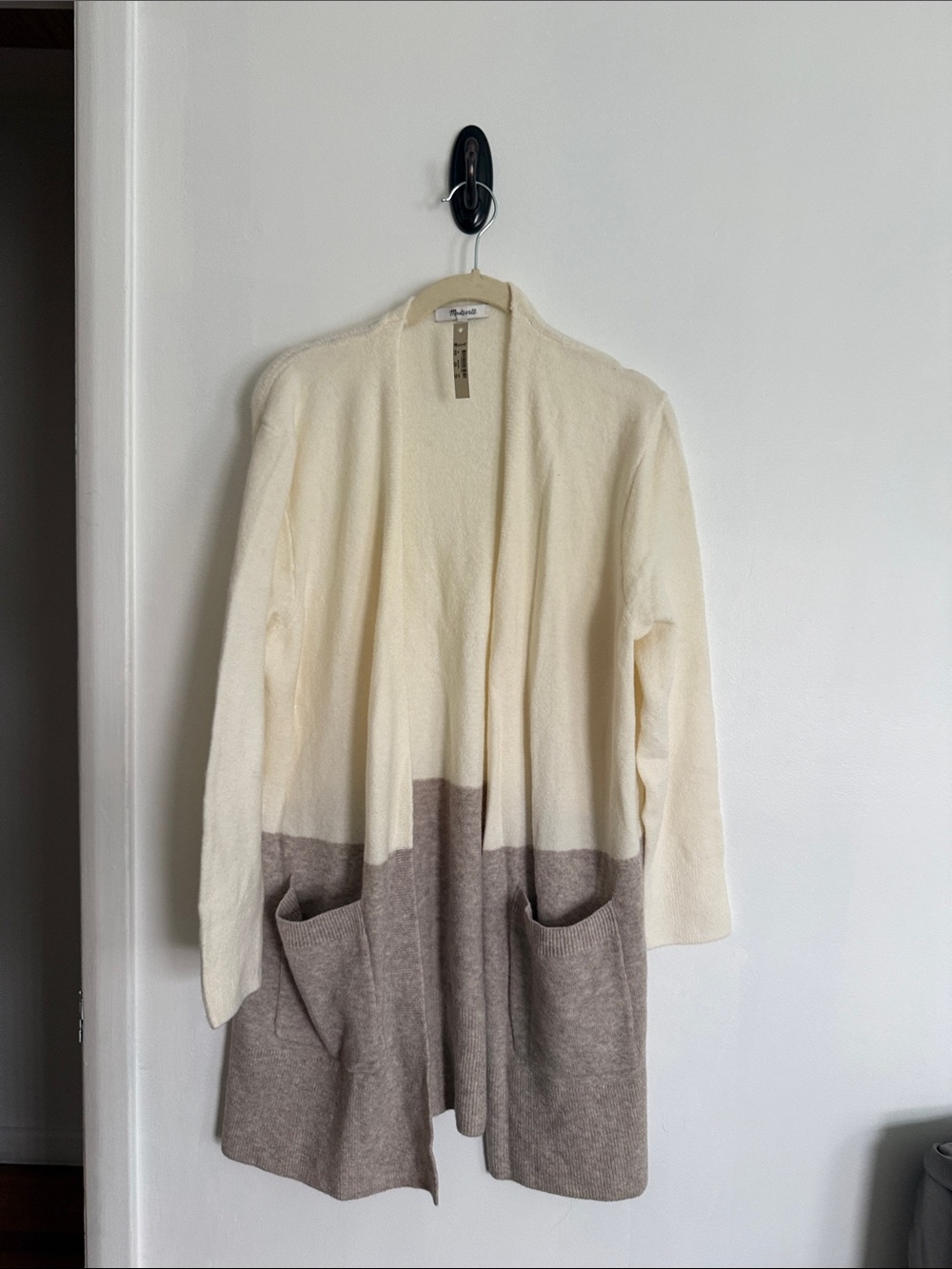 NWT Madewell Kent colorblock cardigan beige cream size medium J8607